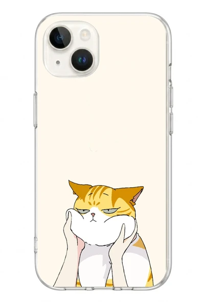Le Balvo İphone 13/14 Uyumlu Sarı Kedi Yanakları Baskılı Silikon Kılıf ürün görseli 1