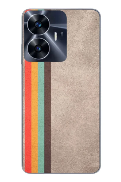 Le Balvo Realme C55 Uyumlu Retro Gökkuşağı Baskılı Silikon Kılıf ürün görseli 1