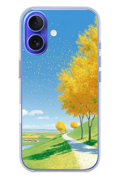 Le Balvo İphone 16 Uyumlu Sarı Sonbahar Ağacı Baskılı Silikon Kılıf ürün görseli 1