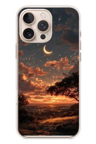 Le Balvo İphone 16 Pro Max Uyumlu Ay Gecesi Baskılı Silikon Kılıf ürün görseli 1