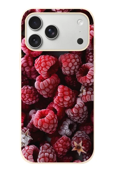 Le Balvo İphone 17 Pro Max Uyumlu Ahududu Frambuaz Baskılı Silikon Kılıf ürün görseli 1