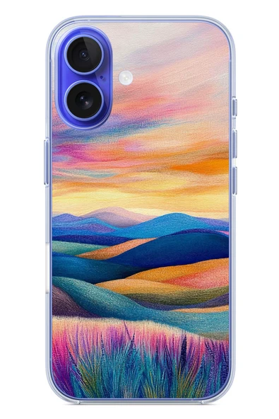 Le Balvo İphone 16 Uyumlu Renkli Pastel Günbatımı Baskılı Silikon Kılıf ürün görseli 1