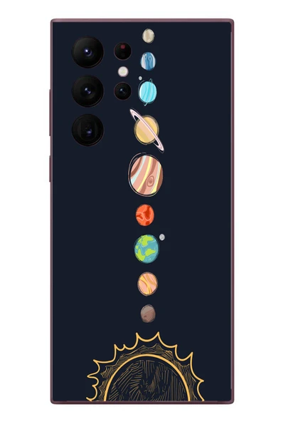 Le Balvo Samsung Galaxy S22 Ultra Uyumlu Gezegenler Baskılı Silikon Kılıf ürün görseli 1