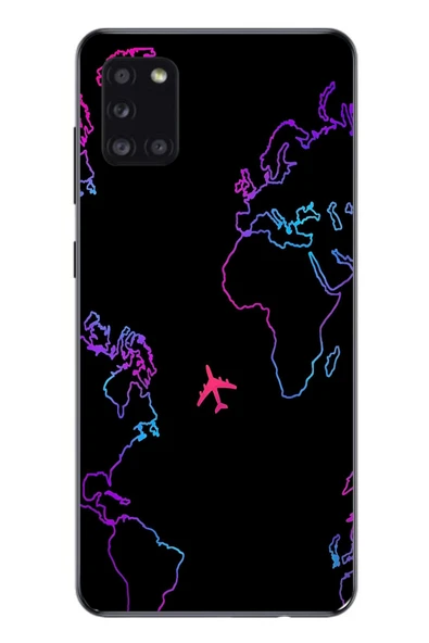 Le Balvo Samsung Galaxy A31 Uyumlu Dünya Uçuşu Baskılı Silikon Kılıf ürün görseli 1