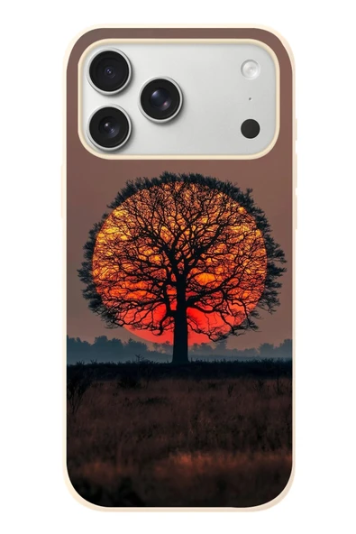 Le Balvo İphone 17 Pro Max Uyumlu Güneşe Denk Gelen Ağaç Baskılı Silikon Kılıf ürün görseli 1