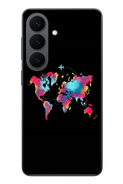Le Balvo Samsung Galaxy S26 Uyumlu Dünya Renkli Haritası Baskılı Silikon Kılıf ürün görseli 1