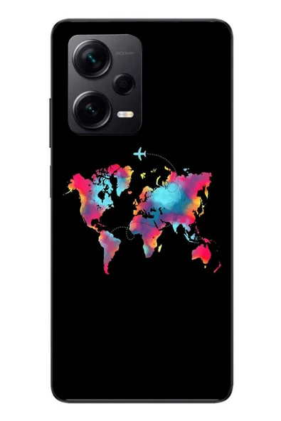 Le Balvo Redmi Note 12 Pro Plus Uyumlu Dünya Renkli Haritası Baskılı Silikon Kılıf ürün görseli 1