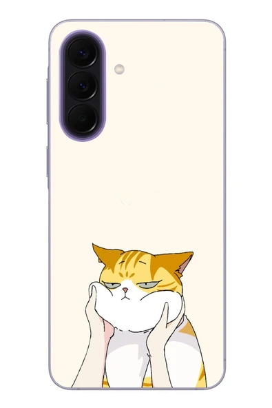 Le Balvo Samsung Galaxy A57 Uyumlu Sarı Kedi Yanakları Baskılı Silikon Kılıf ürün görseli 1