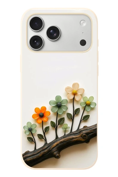 Le Balvo İphone 17 Pro Max Uyumlu Dalda Açan Çiçekler Baskılı Silikon Kılıf ürün görseli 1
