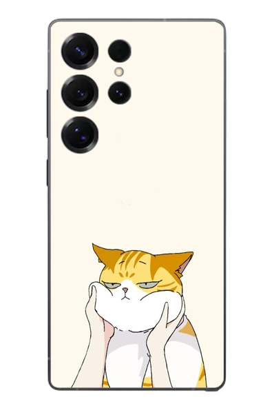 Le Balvo Samsung Galaxy S25 Ultra Uyumlu Sarı Kedi Yanakları Baskılı Silikon Kılıf ürün görseli 1