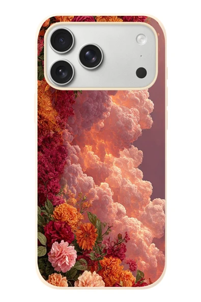 Le Balvo İphone 17 Pro Max Uyumlu Güller ve Bulutlar Baskılı Silikon Kılıf ürün görseli 1