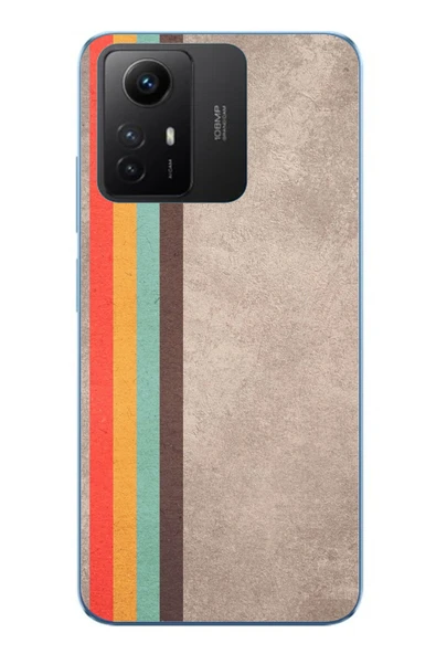 Le Balvo Redmi Note 12S Uyumlu Retro Gökkuşağı Baskılı Silikon Kılıf ürün görseli 1