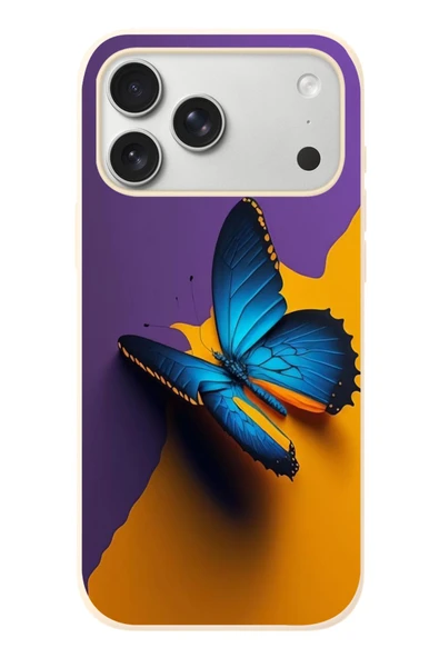 Le Balvo İphone 17 Pro Max Uyumlu Mavi Kelebek Baskılı Silikon Kılıf ürün görseli 1