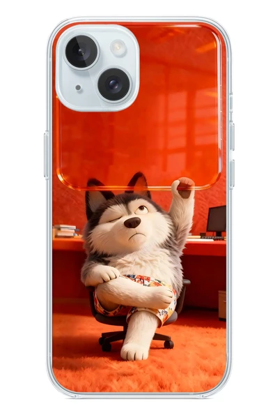 Le Balvo İphone 15 Uyumlu Keyifli Köpek Baskılı Silikon Kılıf ürün görseli 1