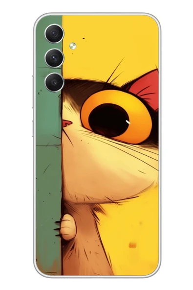 Le Balvo Samsung Galaxy A34 Uyumlu Tek Gözlü Kedi Baskılı Silikon Kılıf ürün görseli 1