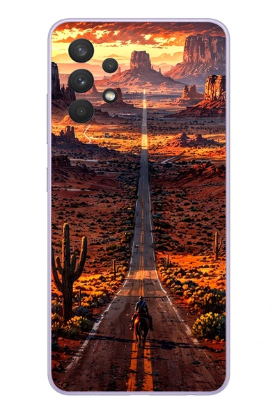 Le Balvo Samsung Galaxy A32 Uyumlu Kovboy Yolda Baskılı Silikon Kılıf ürün görseli 1