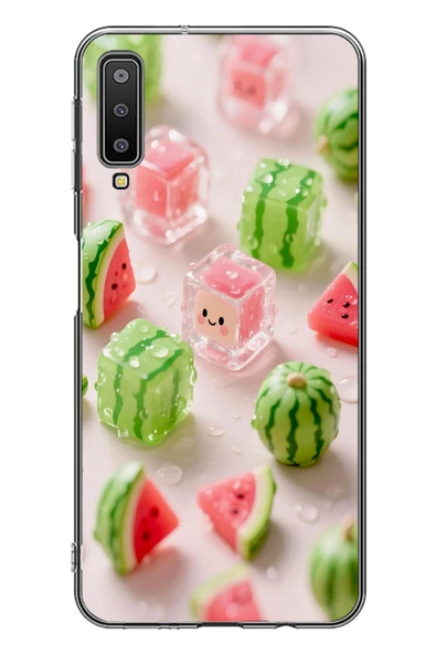 Le Balvo Samsung Galaxy A7 2018 Uyumlu Buzlu Karpuz Baskılı Silikon Kılıf ürün görseli 1