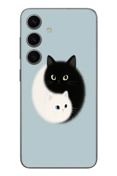 Le Balvo Samsung Galaxy S24 Uyumlu Yin Yang Kediler Baskılı Silikon Kılıf ürün görseli 1