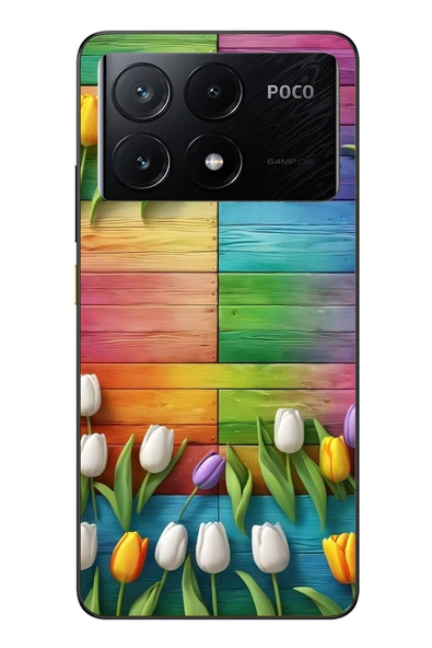 Le Balvo Poco X6 Pro Uyumlu Renkli Laleler Baskılı Silikon Kılıf ürün görseli 1
