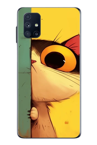 Le Balvo Samsung Galaxy M51 Uyumlu Tek Gözlü Kedi Baskılı Silikon Kılıf ürün görseli 1