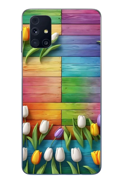 Le Balvo Samsung Galaxy M31s Uyumlu Renkli Laleler Baskılı Silikon Kılıf ürün görseli 1
