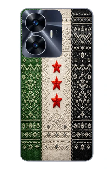Le Balvo Realme C55 Uyumlu Suriye Bayrağı Dokuma Baskılı Silikon Kılıf ürün görseli 1