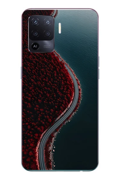 Le Balvo Oppo Reno 5 Lite Uyumlu Sonbahar Yolu Baskılı Silikon Kılıf ürün görseli 1