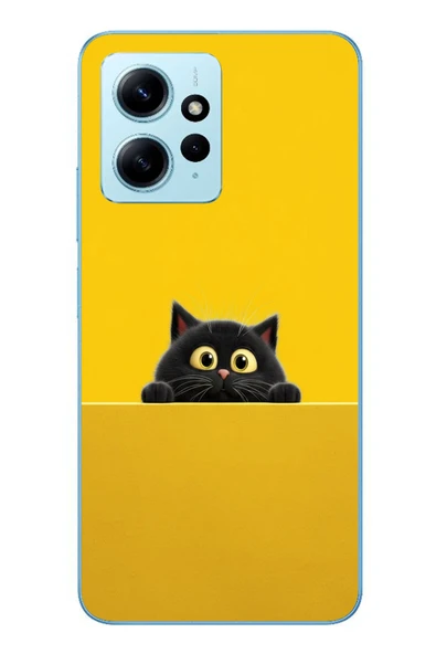 Le Balvo Redmi Note 12 4G Uyumlu Sarı Gözlü Kedi Baskılı Silikon Kılıf ürün görseli 1