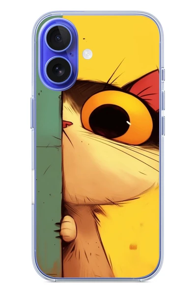 Le Balvo İphone 16 Uyumlu Tek Gözlü Kedi Baskılı Silikon Kılıf ürün görseli 1