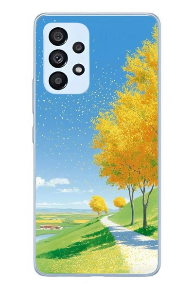 Le Balvo Samsung Galaxy A53 Uyumlu Sarı Sonbahar Ağacı Baskılı Silikon Kılıf ürün görseli 1
