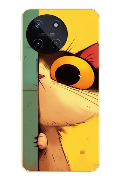 Le Balvo Realme 11 4G Uyumlu Tek Gözlü Kedi Baskılı Silikon Kılıf ürün görseli 1