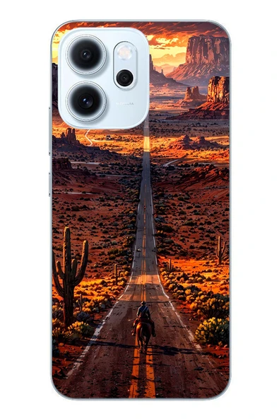 Le Balvo Oppo Reno 14F Uyumlu Kovboy Yolda Baskılı Silikon Kılıf ürün görseli 1
