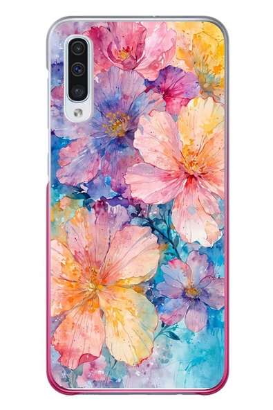 Le Balvo Samsung Galaxy A50 Uyumlu Yağlı Boya Çiçekler Baskılı Silikon Kılıf ürün görseli 1