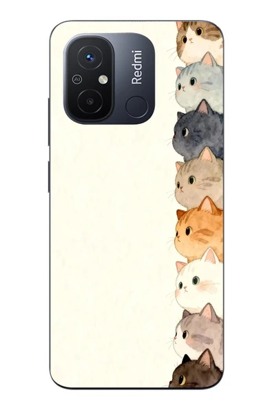 Le Balvo Redmi 12C Uyumlu Sıralı Kediler Baskılı Silikon Kılıf ürün görseli 1