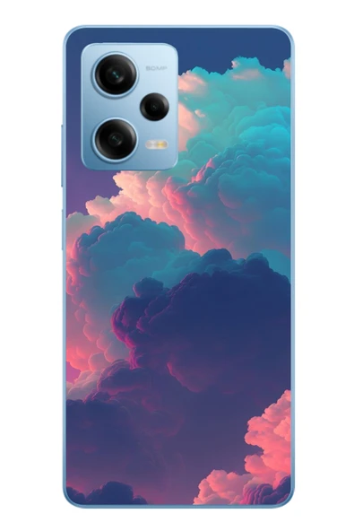Le Balvo Redmi Note 12 Pro 5G Uyumlu Renkli Doğal Bulutlar Baskılı Silikon Kılıf ürün görseli 1