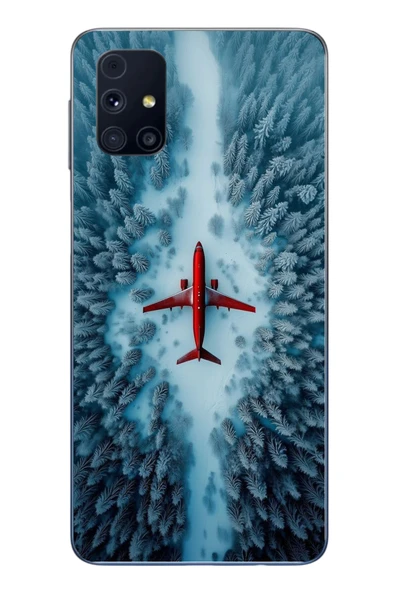 Le Balvo Samsung Galaxy M31s Uyumlu Kış Ortasında Uçak Baskılı Silikon Kılıf ürün görseli 1