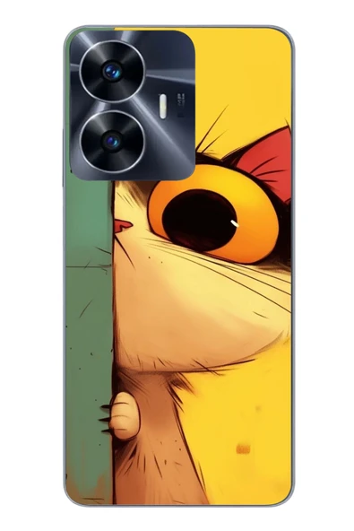 Le Balvo Realme C55 Uyumlu Tek Gözlü Kedi Baskılı Silikon Kılıf ürün görseli 1