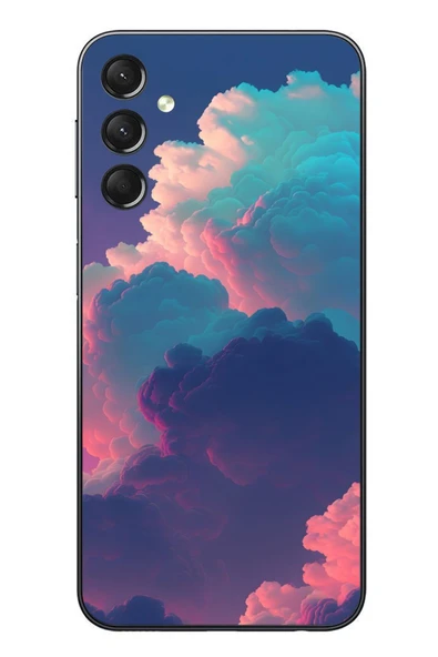Le Balvo Samsung Galaxy A24 Uyumlu Renkli Doğal Bulutlar Baskılı Silikon Kılıf ürün görseli 1