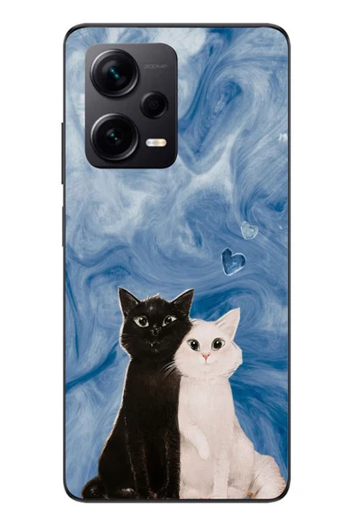 Le Balvo Redmi Note 12 Pro Plus Uyumlu Siyah ve Beyaz Kedi Baskılı Silikon Kılıf ürün görseli 1
