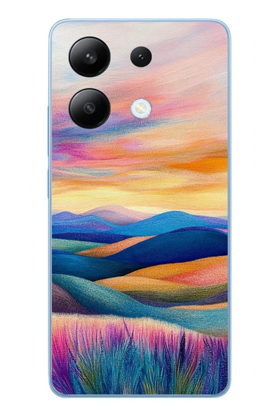 Le Balvo Redmi Note 13 4G Uyumlu Renkli Pastel Günbatımı Baskılı Silikon Kılıf ürün görseli 1