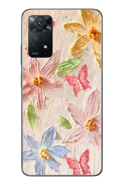 Le Balvo Redmi Note 11 Pro 4G Uyumlu Kelebekli Papatya Baskılı Silikon Kılıf ürün görseli 1