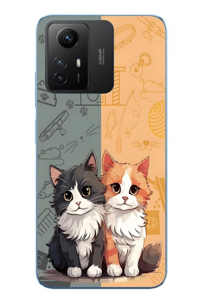 Le Balvo Redmi Note 12S Uyumlu Sarı ve Siyah Kedi Baskılı Silikon Kılıf ürün görseli 1