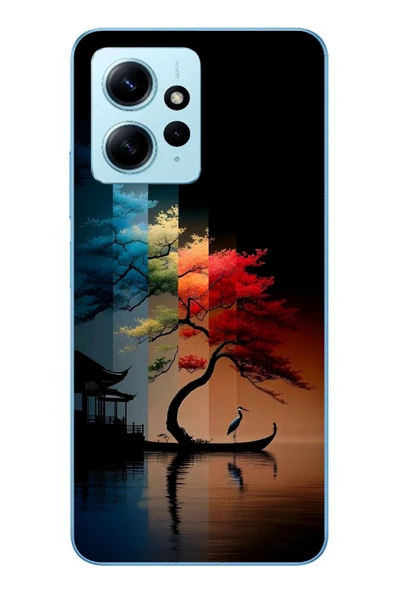 Le Balvo Redmi Note 12 4G Uyumlu Dört Mevsim Ağaç Baskılı Silikon Kılıf ürün görseli 1