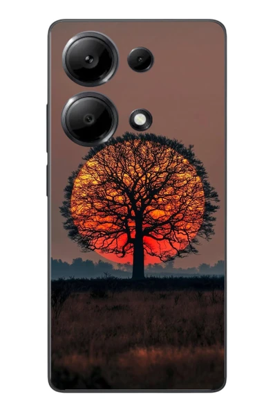 Le Balvo Redmi Note 13 Pro 4G Uyumlu Güneşe Denk Gelen Ağaç Baskılı Silikon Kılıf ürün görseli 1