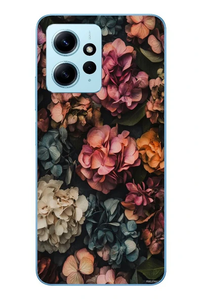 Le Balvo Redmi Note 12 4G Uyumlu Koyu Çiçekler Baskılı Silikon Kılıf ürün görseli 1