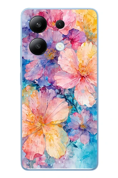 Le Balvo Redmi Note 13 4G Uyumlu Yağlı Boya Çiçekler Baskılı Silikon Kılıf ürün görseli 1