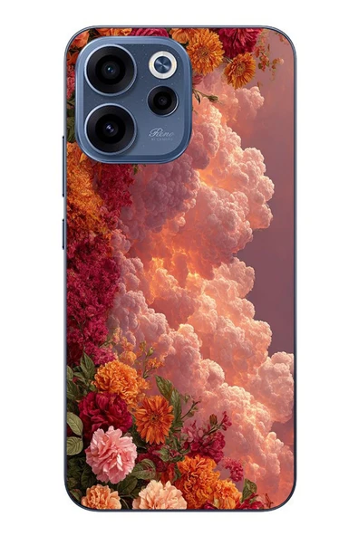 Le Balvo Oppo Reno 15F Uyumlu Güller ve Bulutlar Baskılı Silikon Kılıf ürün görseli 1