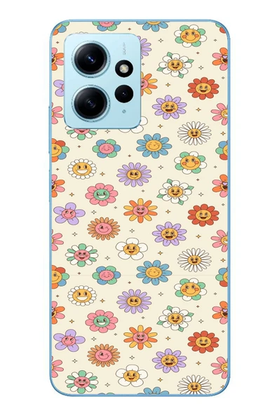 Le Balvo Redmi Note 12 4G Uyumlu Gülen Çiçekler Baskılı Silikon Kılıf ürün görseli 1