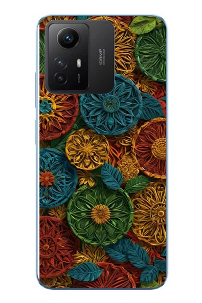 Le Balvo Redmi Note 12S Uyumlu Hasır Örgü Çiçekler Baskılı Silikon Kılıf ürün görseli 1