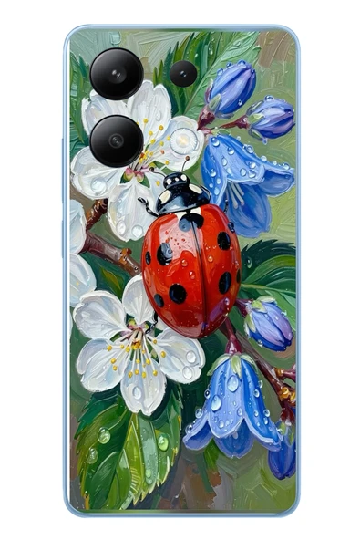 Le Balvo Redmi Note 13 4G Uyumlu Uğur Böceği Yağlı Boya Baskılı Silikon Kılıf ürün görseli 1